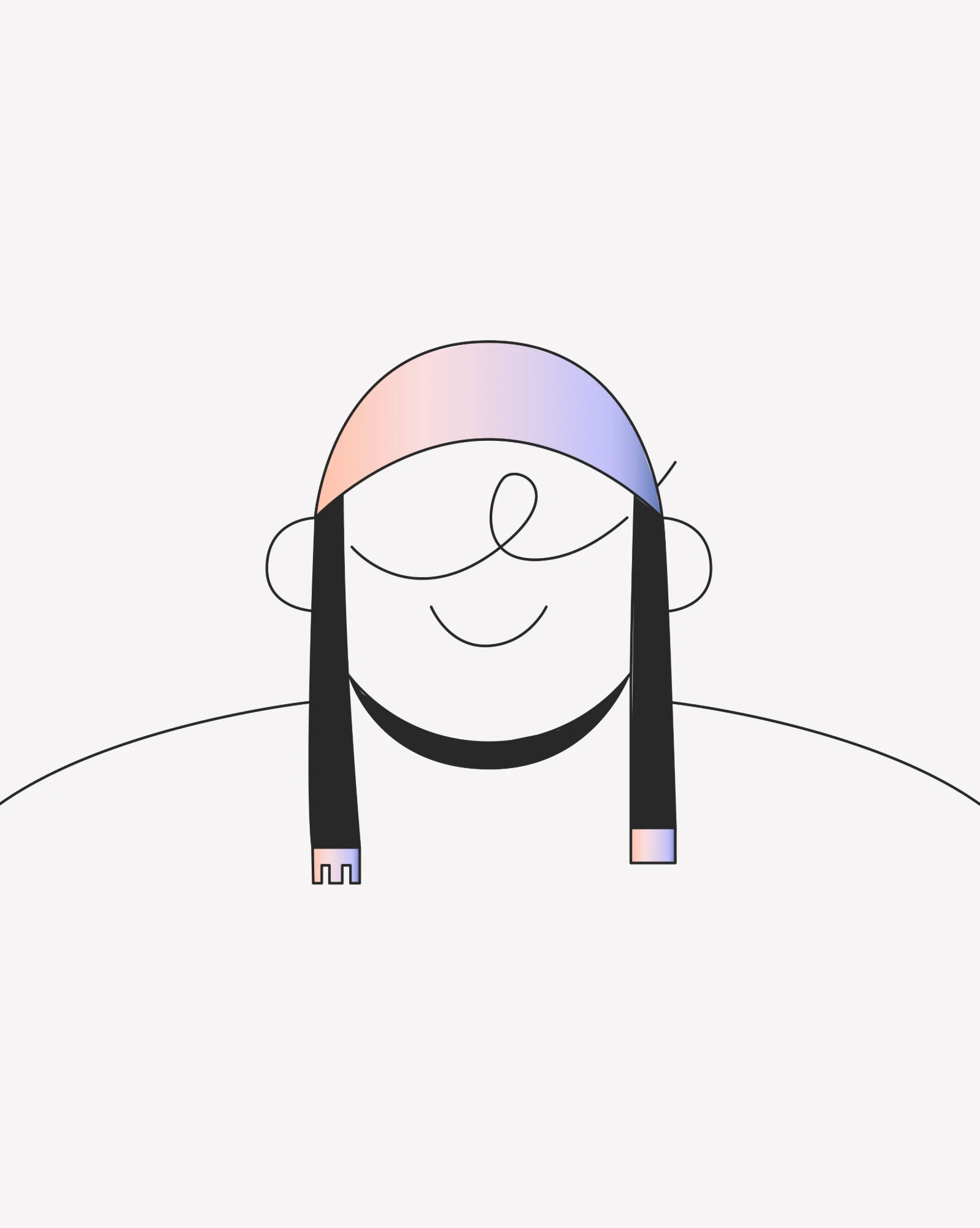 Line-drawn character in a gradient headband